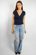 Cross-neck T-shirt