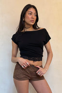Lace boat-neck T-shirt