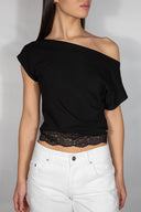 Lace boat-neck T-shirt