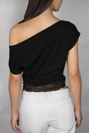Lace boat-neck T-shirt