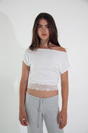 Lace boat-neck T-shirt