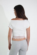 Lace boat-neck T-shirt