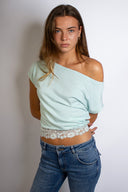 Lace boat-neck T-shirt