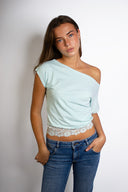 Lace boat-neck T-shirt