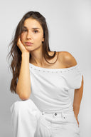 Boat neck crop T-shirt