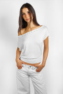 Boat neck crop T-shirt