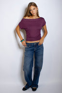 Boat neck crop T-shirt