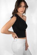 Crop boat neck T-shirt