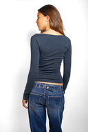 Long-sleeve Chester T-shirt with Lace