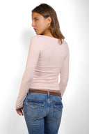Long-sleeve Chester T-shirt with Lace