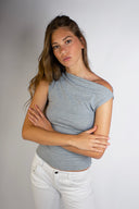 Asymmetrical neckline top