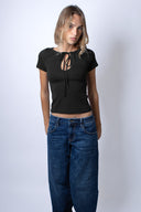 T-shirt with front lacing
