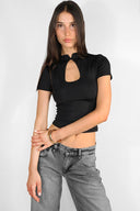 Mandarin-neck top