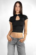 Mandarin-neck top