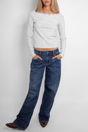 T-shirt with a boat neckline and lace