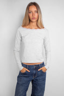 T-shirt with a boat neckline and lace