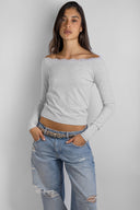 T-shirt with a boat neckline and lace