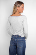 T-shirt with a boat neckline and lace