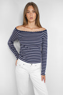 Boat neck T-shirt with lace
