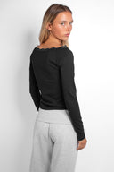 T-shirt with a boat neckline and lace