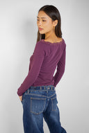 T-shirt with a boat neckline and lace