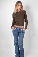 T-shirt with a boat neckline and lace