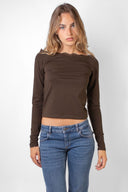 T-shirt with a boat neckline and lace