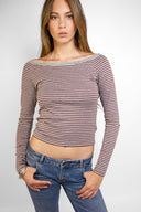 Boat neck T-shirt with lace