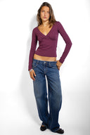 Long-sleeve wrap top