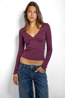 Long-sleeve wrap top