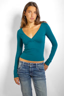 Long-sleeve wrap top