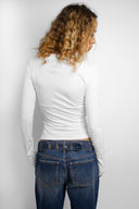 Ruched v-neck long sleeve top