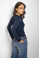 Ruched v-neck long sleeve top