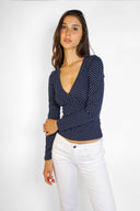 Ruched v-neck long sleeve top