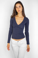 Ruched v-neck long sleeve top
