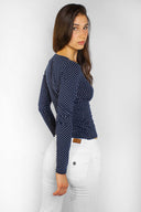 Ruched v-neck long sleeve top