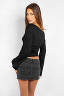T-shirt with a boat neckline