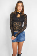 Lace keyhole top