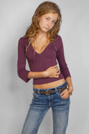 Wrap front V-neck top