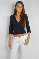 V-neck three-quarter sleeve top