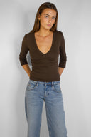 V-neck three-quarter sleeve top