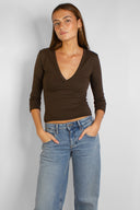 V-neck three-quarter sleeve top